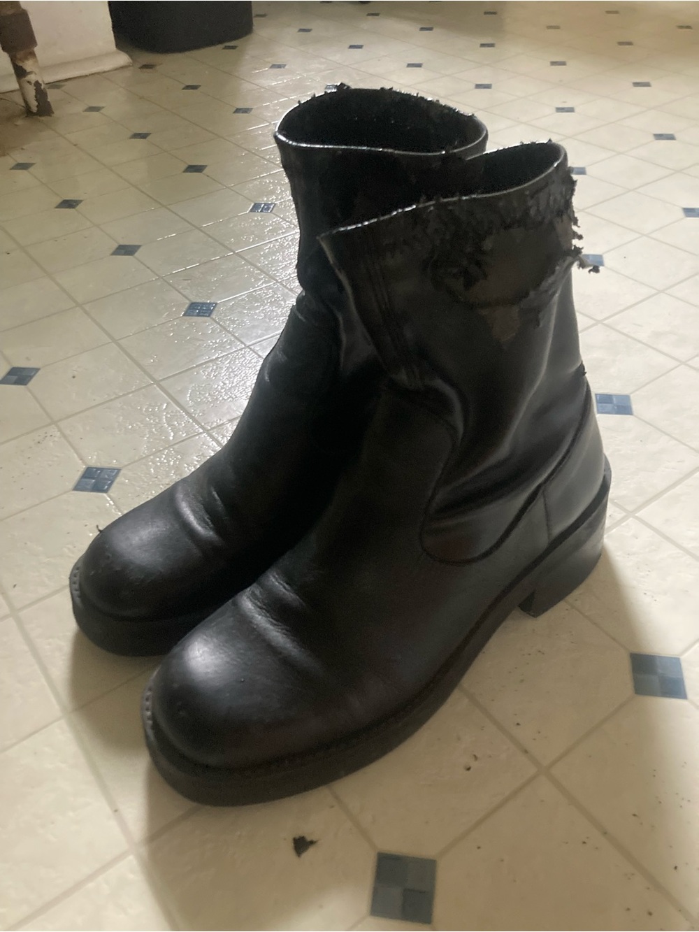Miista Black Leather Mid-Calf Heeled Boots